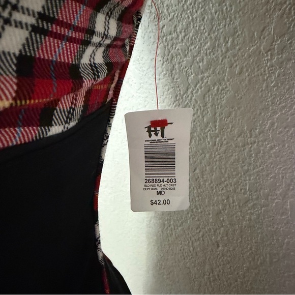 Tripp NYC Red and Black Plaid Corset and Skirt set - Picture 5 of 6